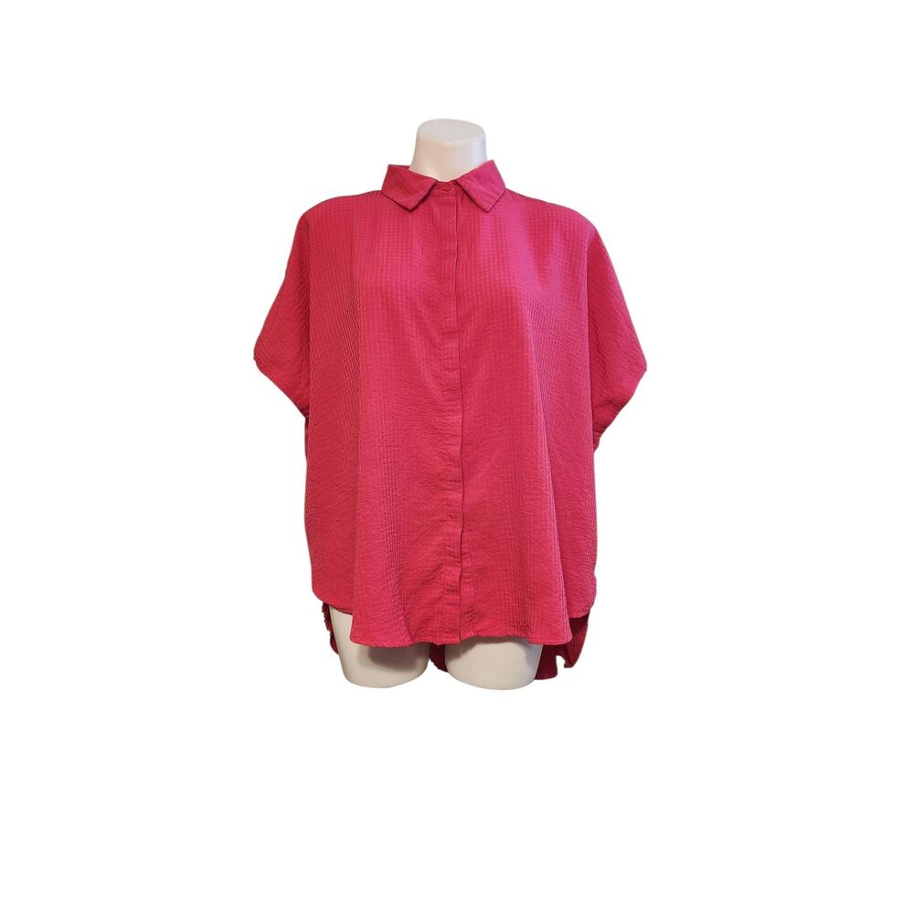 Laโ Miel lagenlook shirt pink button front boxy high low large